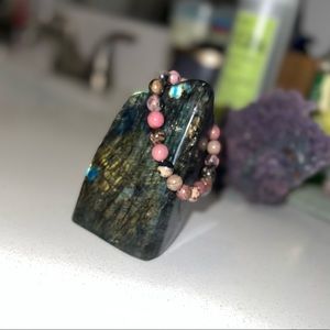 8mm Beaded Rhodonite bracelet